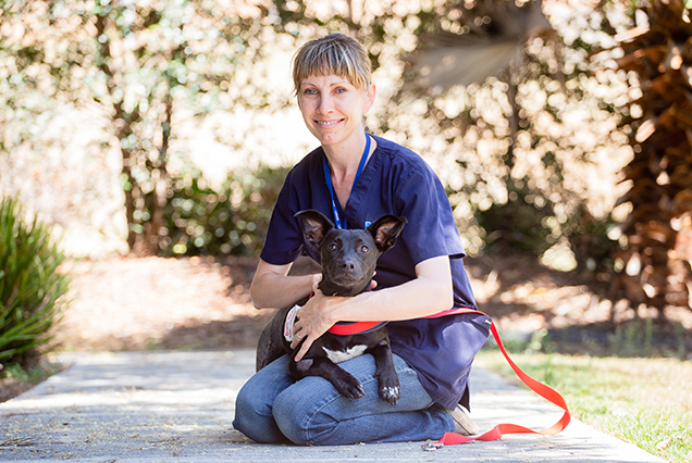 Roxy with vet